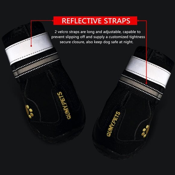 Dog booties - Qumypets - Black Size 1 ~ Rugged Neoprene Paw Protection Boots - Picture 6 of 8